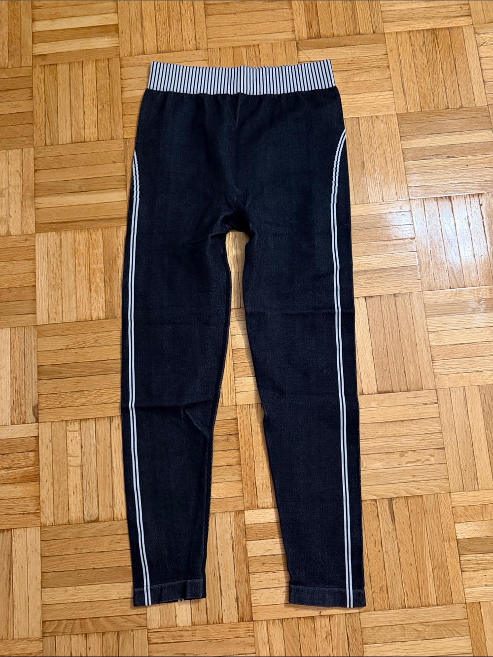 Women’s Black Leggings with White Stripe